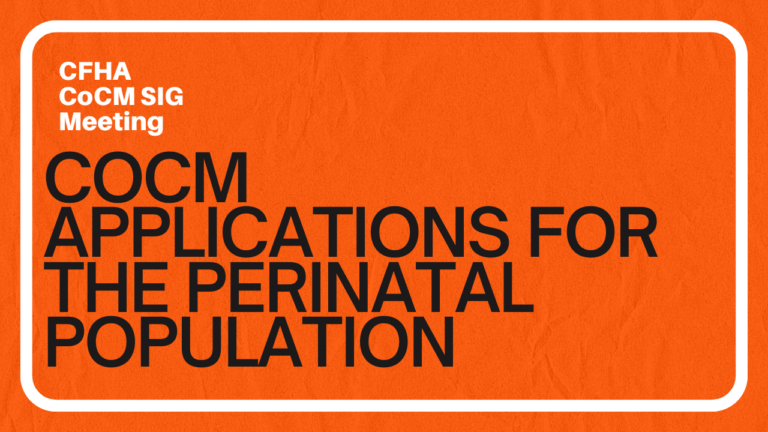 CoCM SIG Meeting: CoCM Applications for the Perinatal Population